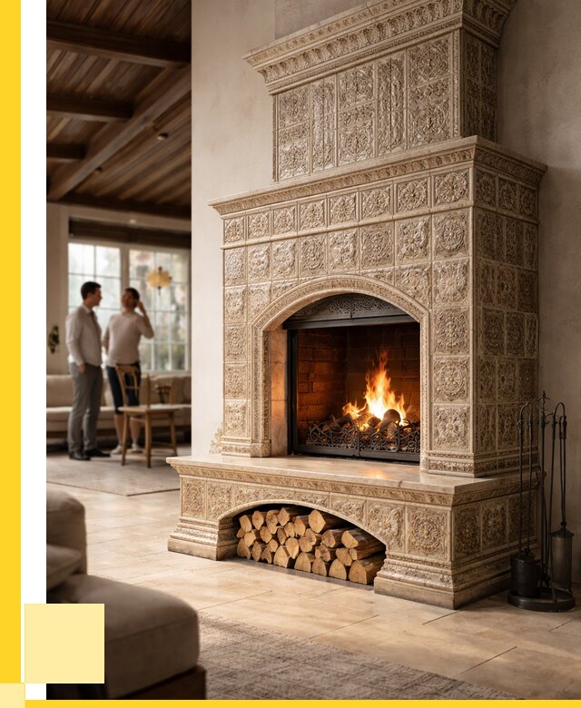 Купить изразцовый камин в Конаково от 253425 р. | ЭриданКнк