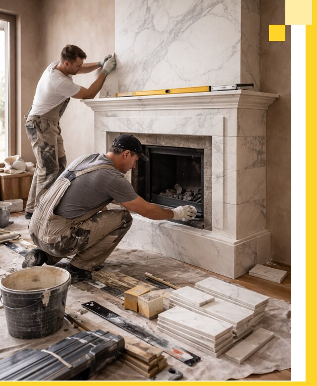 Отделка каминов в Конаково качественные облицовочные работы