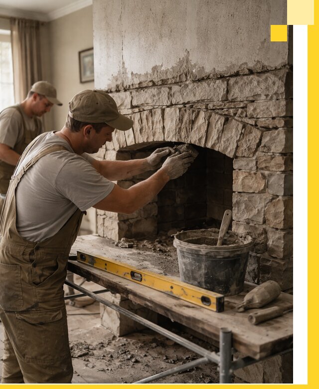 Изготовление каминов под ключ в Конаково, монтаж и отделка