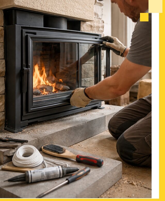 Производство, монтаж и доставка каминов со стеклом в Конаково