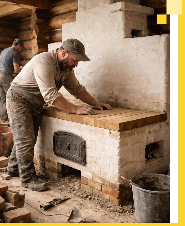 Проектирование и установка русской печи с лежанкой в Конаково