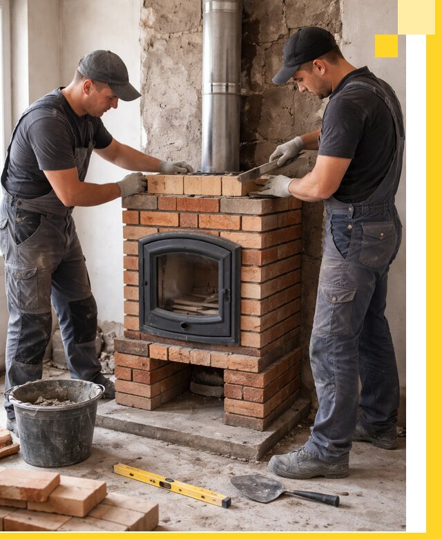 Монтаж печи камина под ключ в Конаково с гарантией и пусконаладкой