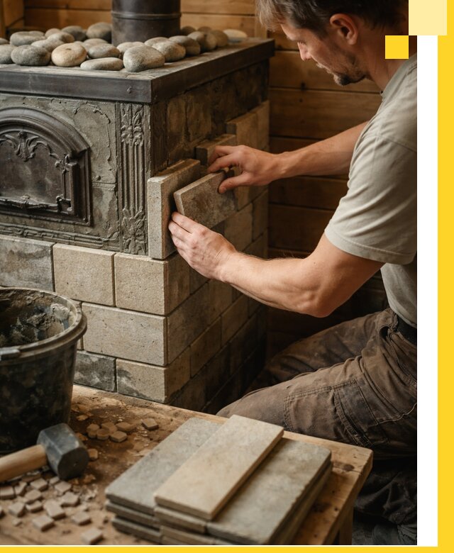 Облицовка банных печей в Конаково профессиональная отделка