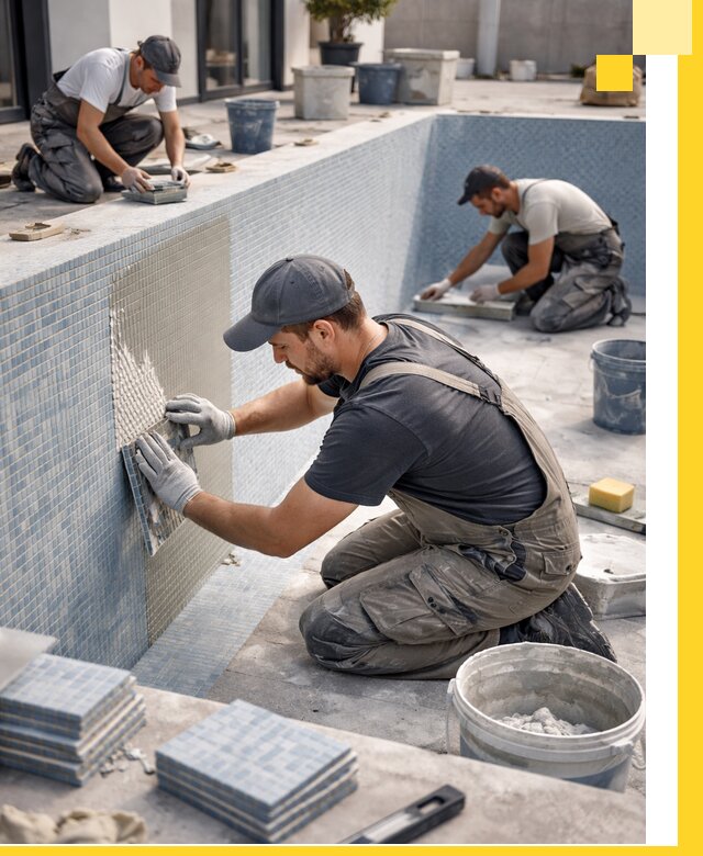 Облицовка бассейнов в Конаково плитка мозаика гидроизоляция