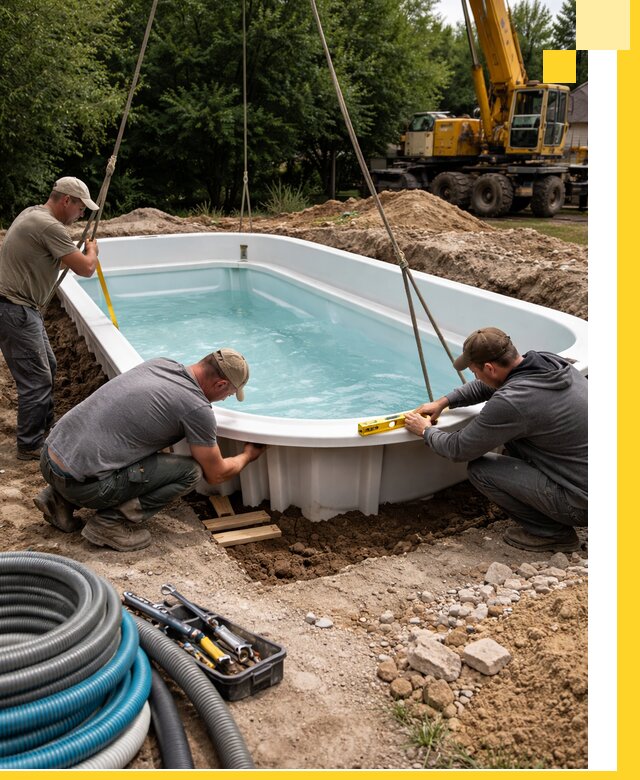 Установка и монтаж композитных бассейнов под ключ в Конаково