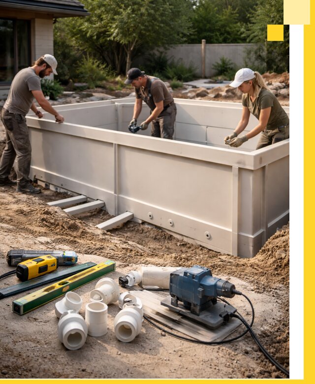 Установка полипропиленовых бассейнов под ключ в Конаково