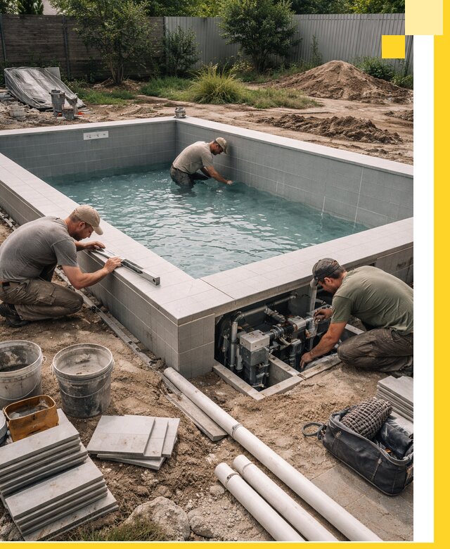 Строительство и монтаж бассейнов для дачи под ключ в Конаково