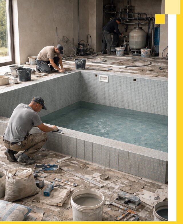 Строительство и монтаж бассейнов в помещении в Конаково