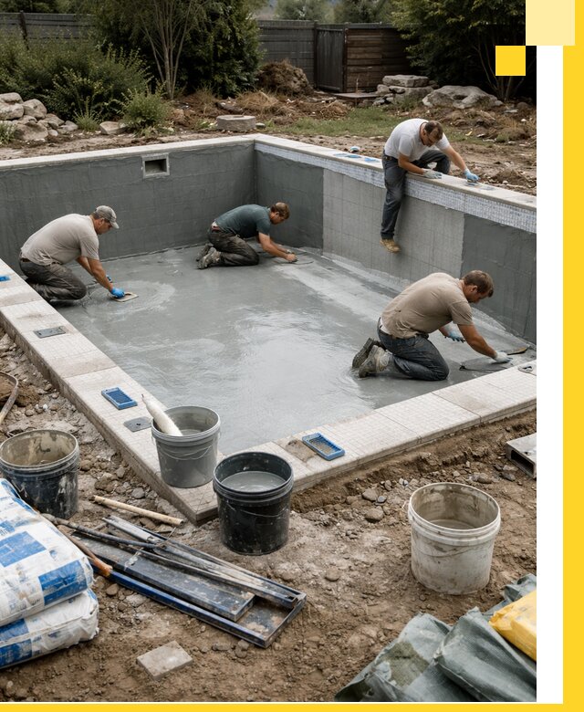 Изготовление и монтаж чаши бассейна под ключ в Конаково