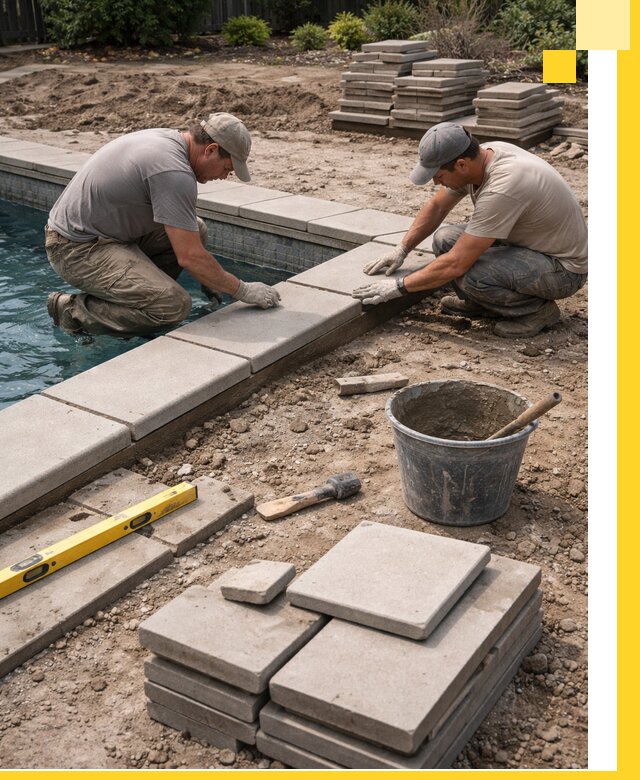 Установка и изготовление копингового камня для бассейнов в Конаково