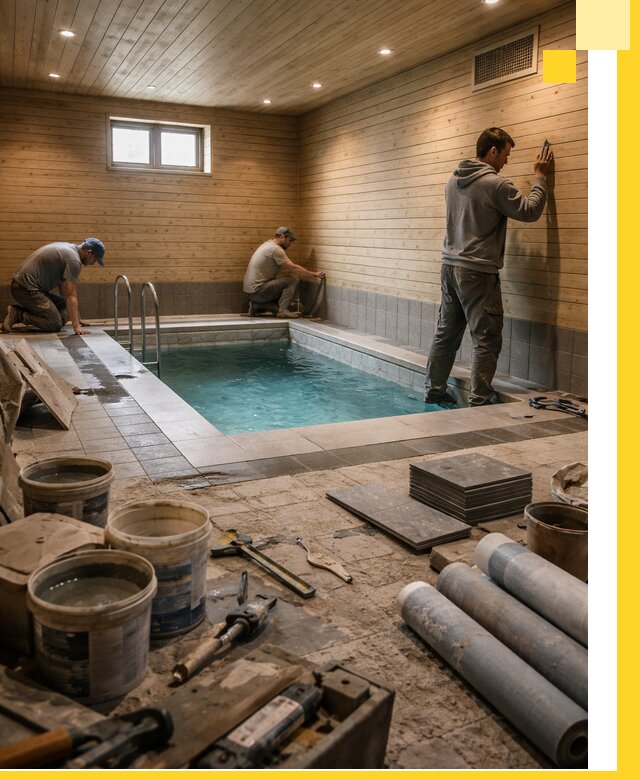 Строительство бани с бассейном и сауной под ключ в Конаково