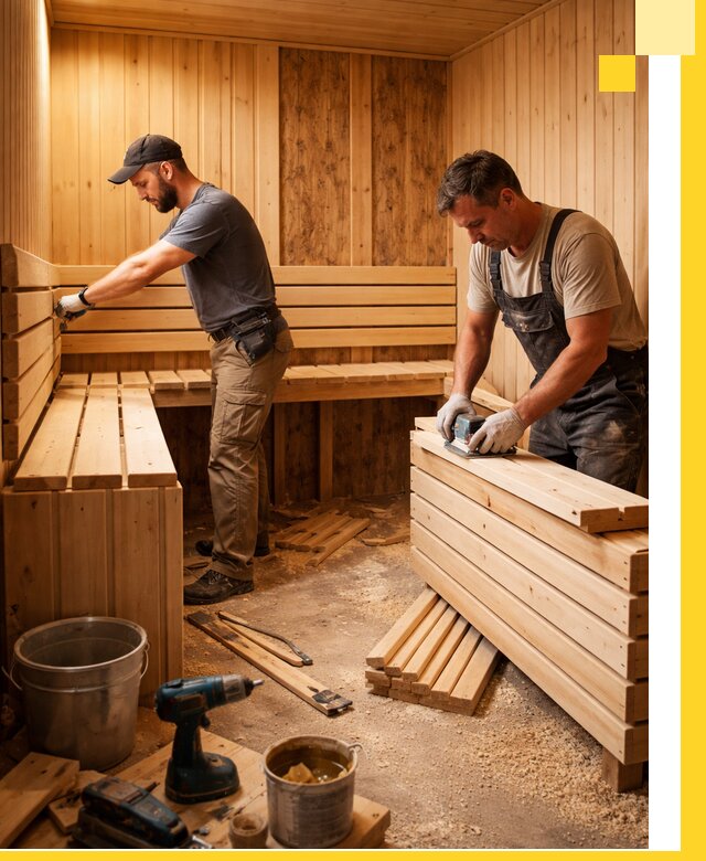 Профессиональный комплексный ремонт саун под ключ в Конаково