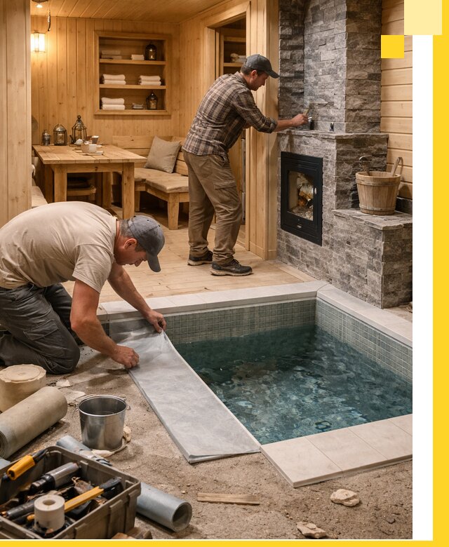 Строительство бань с комнатой отдыха под ключ в Конаково