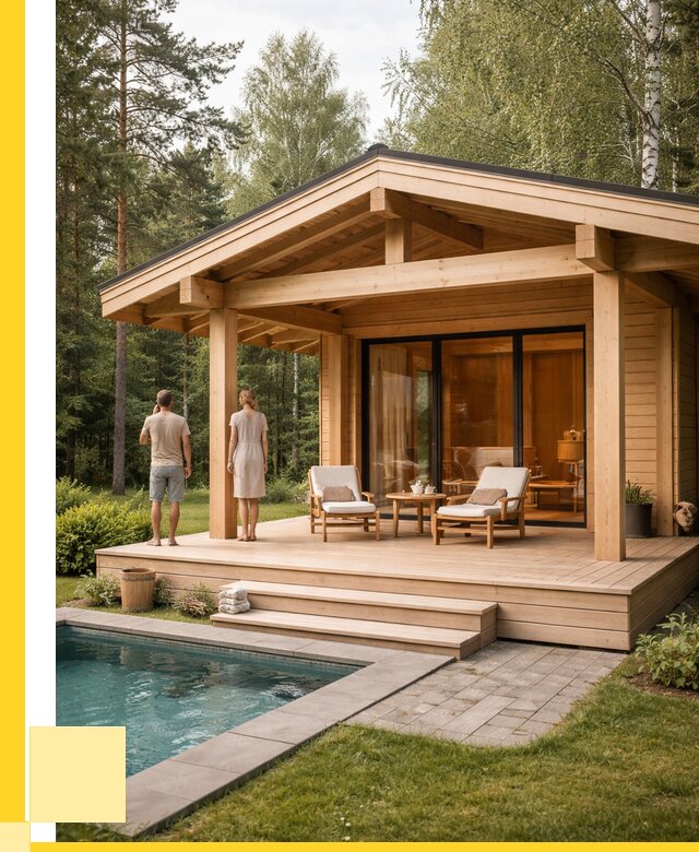 Бани с террасой под ключ в Конаково от 608220 р. | ЭриданКнк