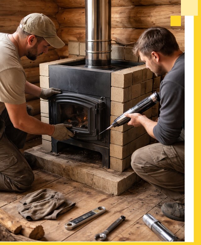 Монтаж и установка печи в бане под ключ с гарантией в Конаково