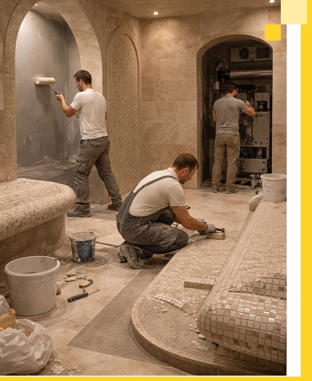 Строительство бани с хамамом и бассейном под ключ в Конаково