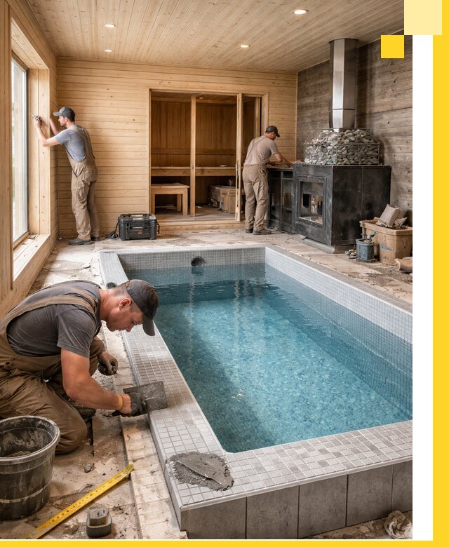 Проект бани с бассейном и сауной в Конаково под ключ