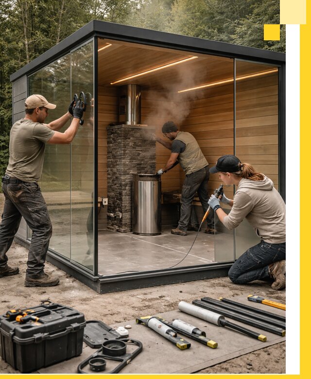 Проектирование и строительство стеклянных бань в Конаково