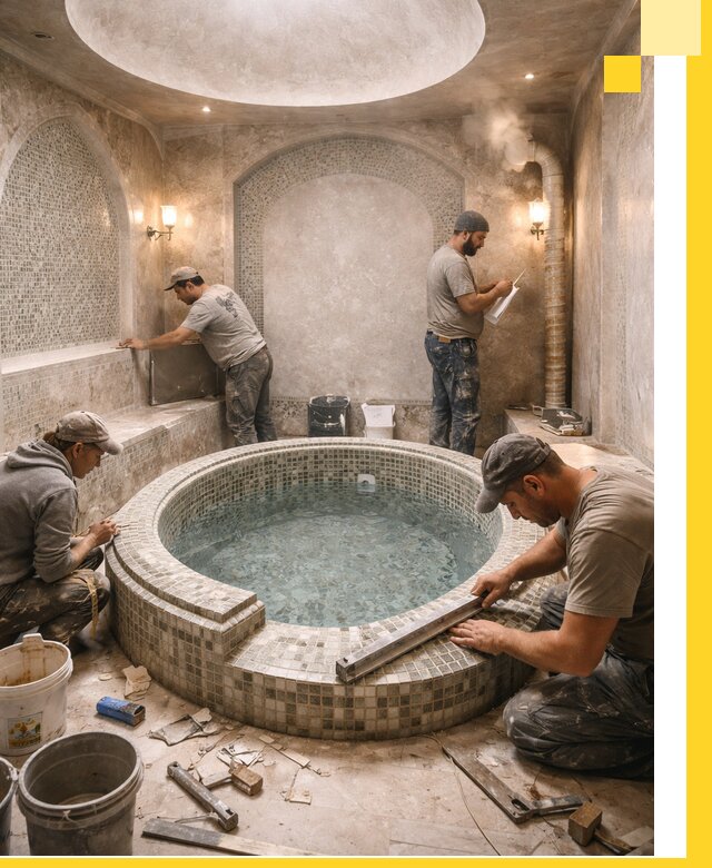 Профессиональное строительство хамама с бассейном в Конаково под ключ
