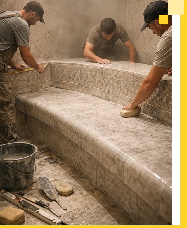 Изготовление и установка сидений для хамама в Конаково